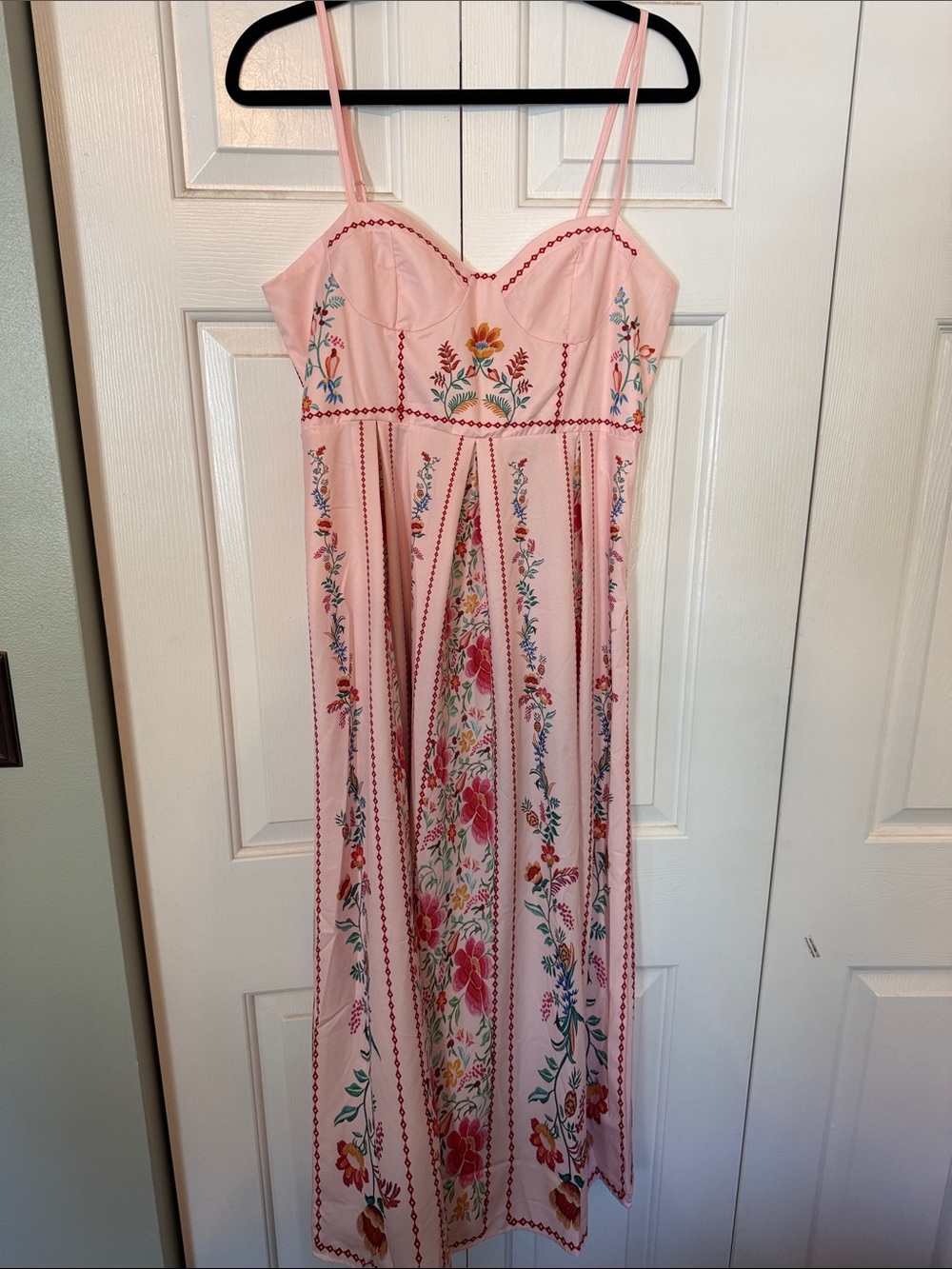 Pink Floral Maxi Dress with Spaghetti Straps. NWOT